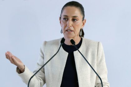 La presidenta electa de México, Claudia Sheinbaum, durante una rueda de prensa. Foto de EFE/ Mario Guzmán.