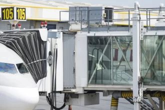 boarding bridge connected airplane 1