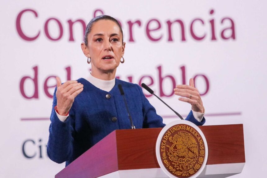 La presidenta Claudia Sheinbaum durante la conferencia matutina desde Palacio Nacional. Foto: Agencia EL UNIVERSAL/Axel Sánchez/RDB.