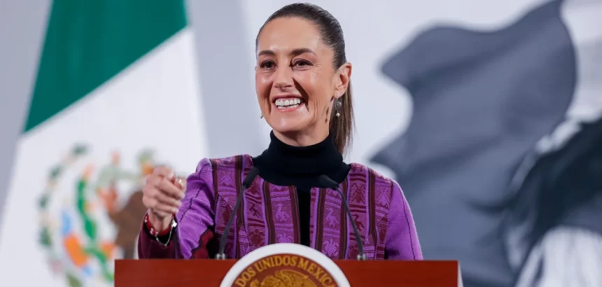La presidenta de México, Claudia Sheinbaum. Sheinbaum cosecha atención internacional y popularidad interna en el primer mes de Trump. Foto: JLMNoticias / EFE/ Isaac Esquivel.