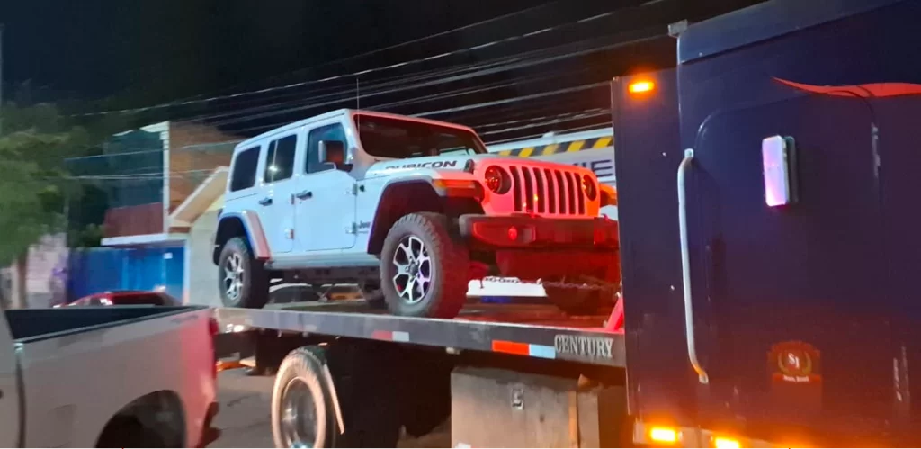 Rubicon asegurada tras robo en el norte de Aguascalientes. Foto: JLMNoticias / SSPE Aguascalientes.