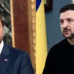 Fotografías de archivo del vicepresidente de Estados Unidos, J.D. Vance (i), y el presidente de Ucrania, Volodímir Zelenski. Zelenski denuncia que un dron ruso ha impactado en la central de Chernóbil. Foto de EFE/ Chris Kleponis / Volodymyr Tarasov.