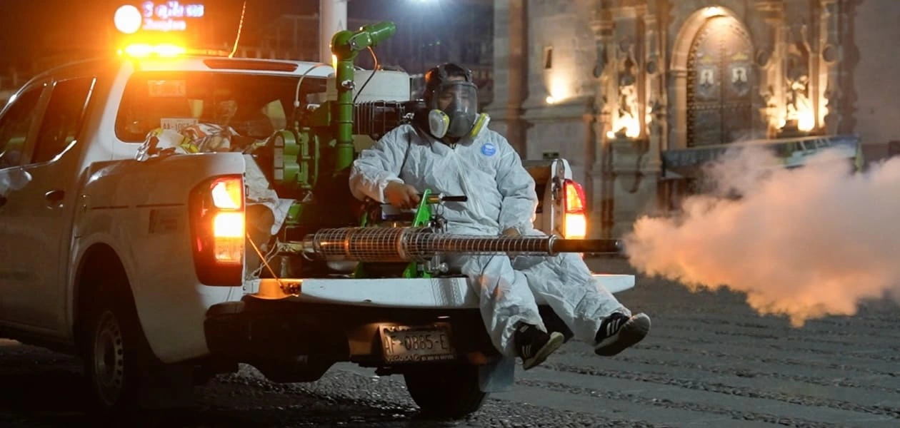 Fumigación dentro del perímetro ferial, Jardín de San Marcos