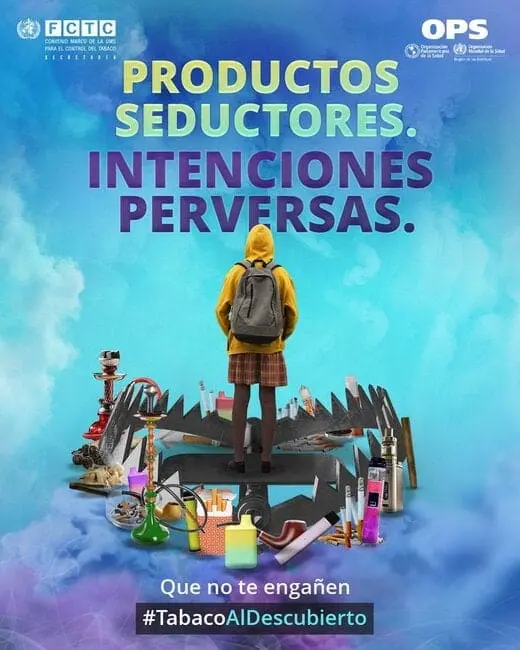 Campana de concientizacion sobre los riesgos a la exposicion al tabaco de la OPS y OMS en 2025. Imagen OPS