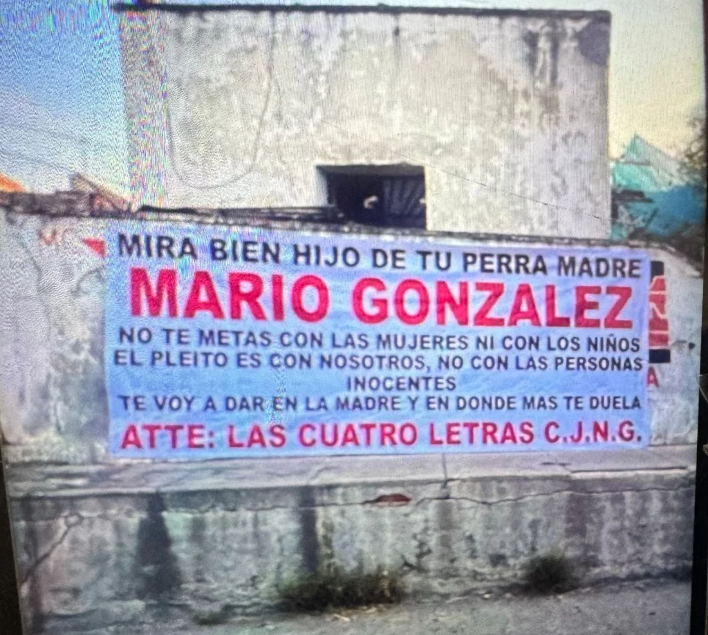 En narcomanta CJNG hace fuerte advertencia a Mario Gonzalez