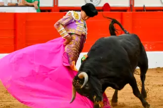 Desde con el capote Bruno Aloi mostró variedad en su debut en la feria de Santander que hoy se inició. Foto: JLMNoticias / Arjona y BA.
