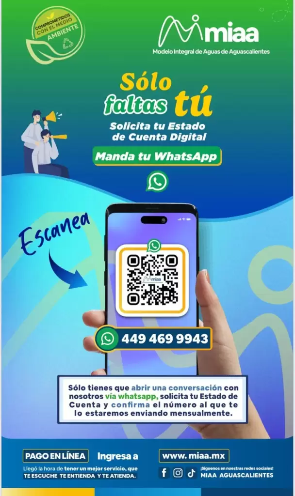 MIAA pone a tu disposicion su pagina web redes y telefono para actualizar tu estado de cuenta