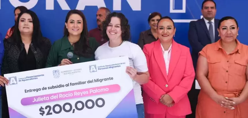 Tere Jiménez otorga apoyos de hasta 200 mil pesos y 131 visas a familiares de migrantes en Aguascalientes para impulsar negocios y reunir familias.