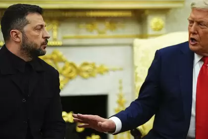 Donald Trump ofreció con su homólogo ucraniano Volodímir Zelenski una rueda de prensa previo a la reunión con Líderes Europeos