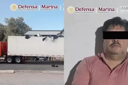 Tractocamión con 1201 paquetes de cocaína, fue interceptado en Sonora, el conductor fue detenido. Foto El Universal