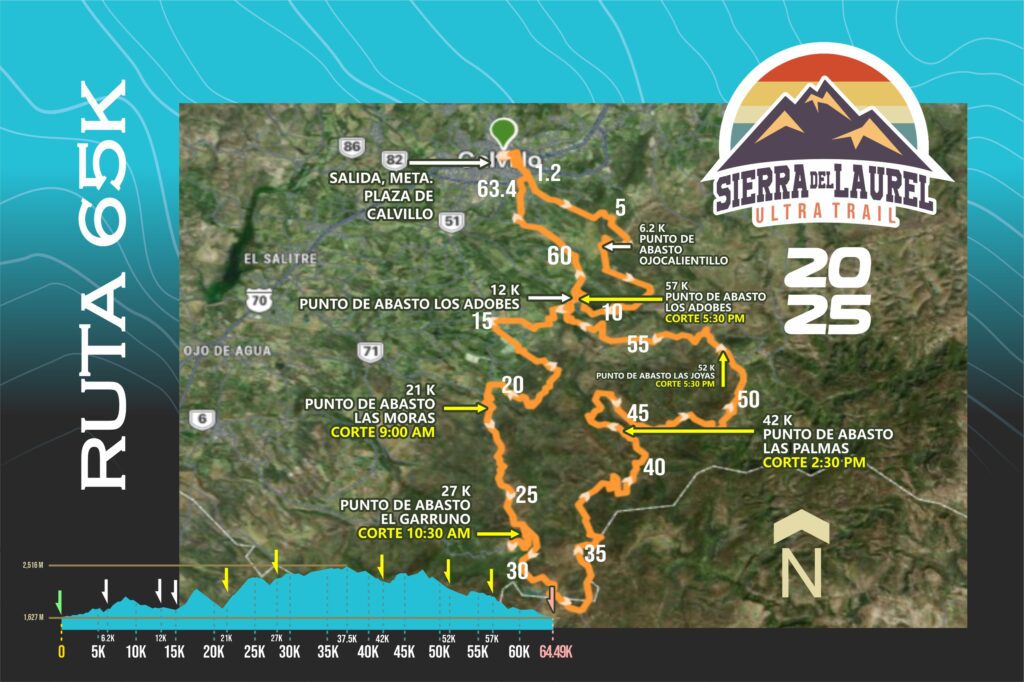 Esta fue la ruta más amplia, de 65 kilómetros, del Ultra Trail Sierra del Laurel en Calvillo, ocurrido este sábado, y donde un participante perdiera la vida. Foto: JLMNoticias / Ultra.