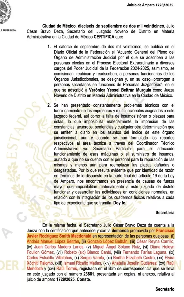 Amparo concedido en la Ciudad de Mexico a Andy y Gonzalo Lopez Beltran. Foto JLMNoticias captura de pantalla