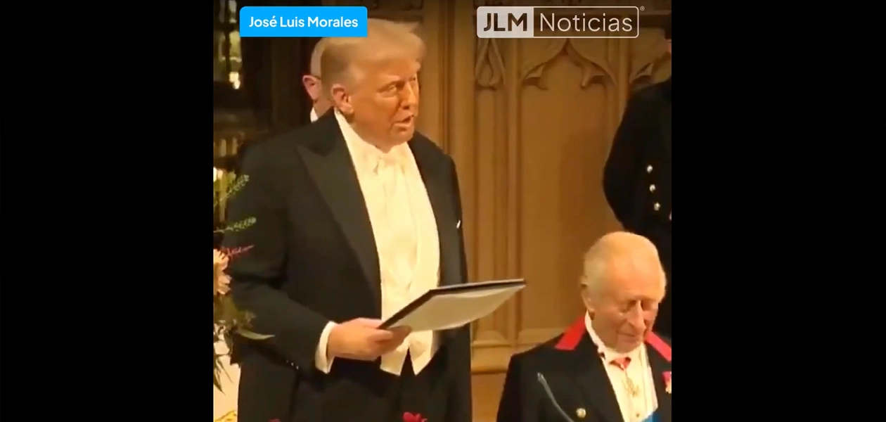 Donald Trump y el rey Carlos III, durante la visita del mandatario estadounidense al Reino Unido. Foto JLMNoticias captura de pantalla