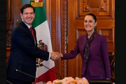 Marco Rubio y Claudia Sheinbaum se reúnen en Palacio Nacional, para comenzar con el diálogo bilateral. Foto Presidencia