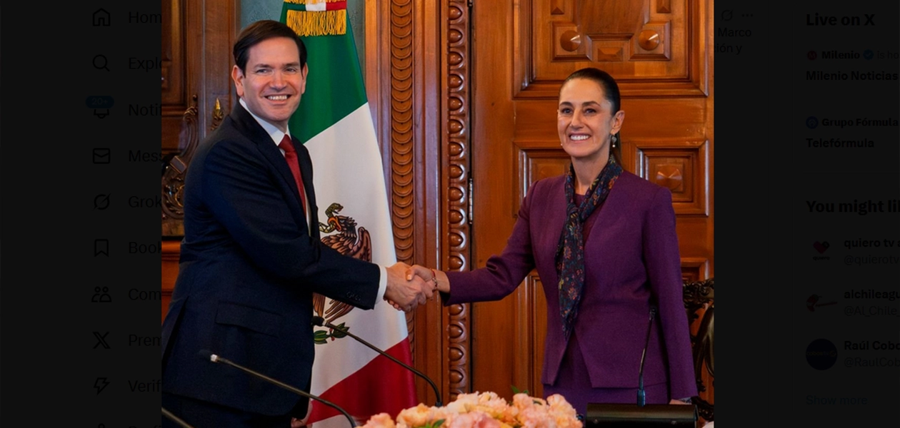 Marco Rubio y Claudia Sheinbaum se reúnen en Palacio Nacional, para comenzar con el diálogo bilateral. Foto Presidencia