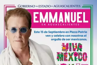Aguascalientes celebra el Grito de Independencia con Emmanuel en concierto, verbena popular, festival artístico y desfile cívico-militar.