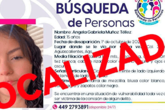 Ficha de búsqueda de Ángela Gabriela Muñoz Téllez. Fue localizada sin vida en Querétaro, tras ser desaparecida en Aguascalientes. Foto: FGEA Aguascalientes.