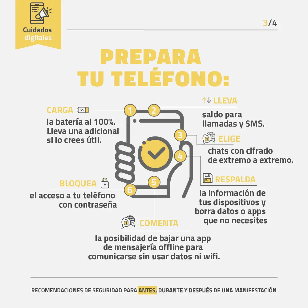 Recomendaciones tecnólogicas antes de protestar