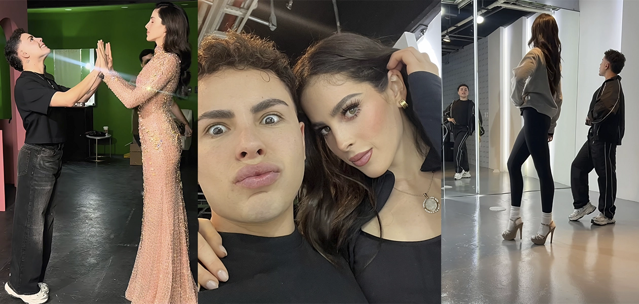 Fátima Bosch junto a su coach Genaro Palos, talento de Aguascalientes detrás de Miss Universo 2025