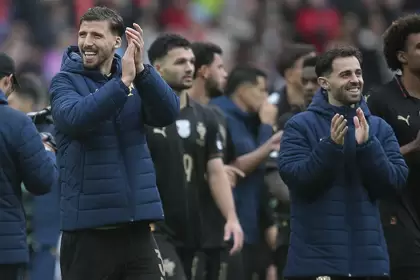 Selección de fútbol de Portugal celebrando su clasificación al Mundial 2026.
