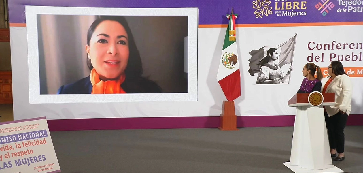 Gobernadora Tere Jiménez durante anuncio sobre igualdad y seguridad para mujeres en Aguascalientes