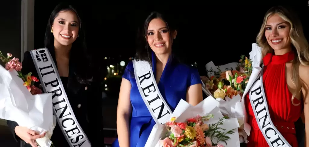 Alexa González, Reina de la Feria Nacional de San Marcos 2026, junto a Andy y Mina, princesas de la FNSM2026. Foto: JLMNoticias / Patronato FNSM2026.