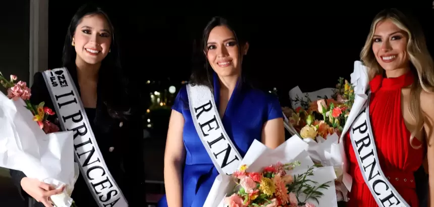 Alexa González, Reina de la Feria Nacional de San Marcos 2026, junto a Andy y Mina, princesas de la FNSM2026. Foto: JLMNoticias / Patronato FNSM2026.