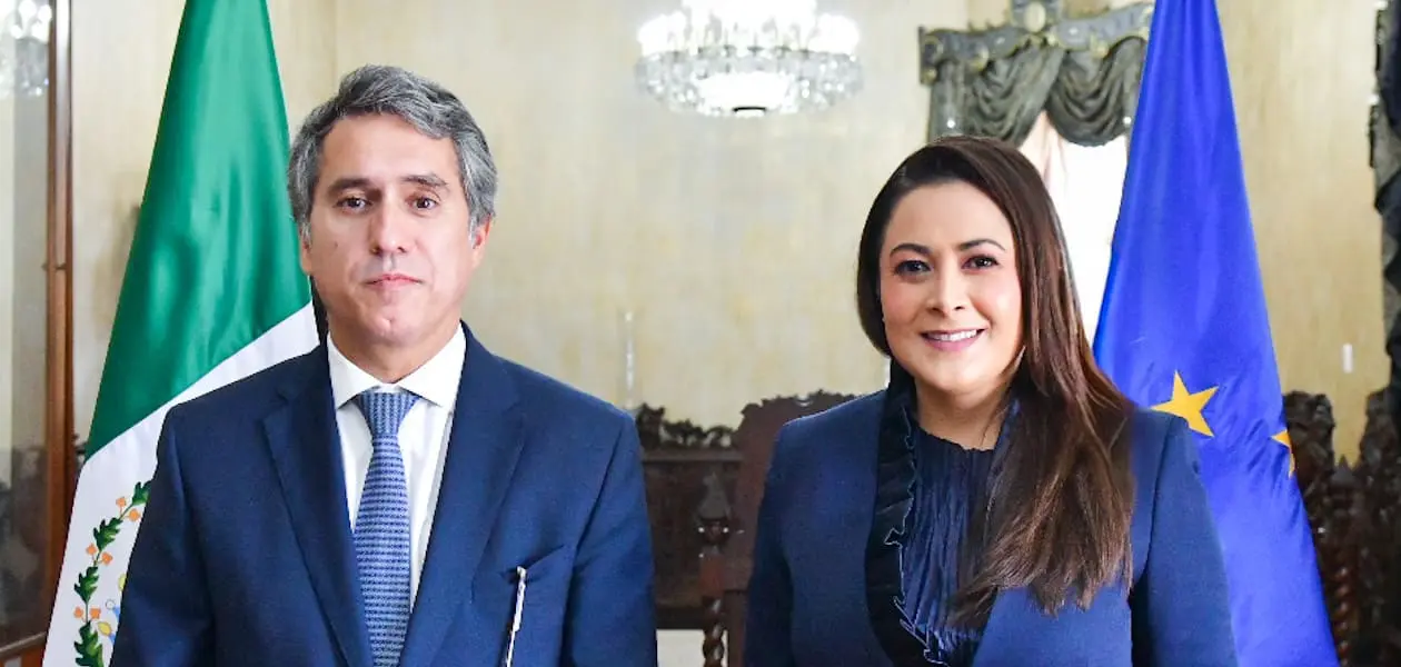 Aguascalientes y la Unión Europea avanzan en movilidad académica, innovación tecnológica y cooperación tras reunión entre Tere Jiménez y el embajador André.