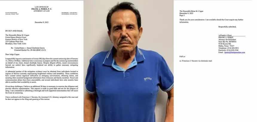 Imagen relacionada con el caso judicial de El Mayo Zambada y el aplazamiento de su sentencia en Estados Unidos.