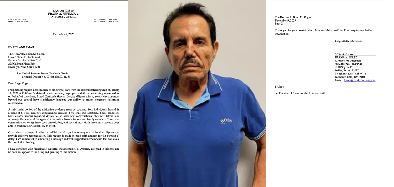 Imagen relacionada con el caso judicial de El Mayo Zambada y el aplazamiento de su sentencia en Estados Unidos.