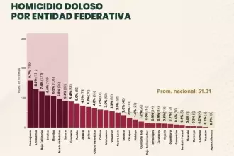 Gráfico comparativo de homicidios dolosos en México