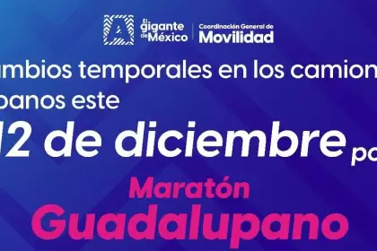 El transporte público en Aguascalientes tendrá cambios temporales por el Maratón Guadalupano este 12 de diciembre; consulta rutas alternas y horarios.