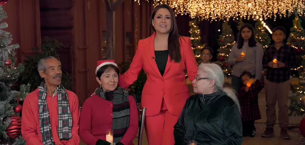 Tere Jiménez durante la difusión de su mensaje navideño dirigido a la población de Aguascalientes