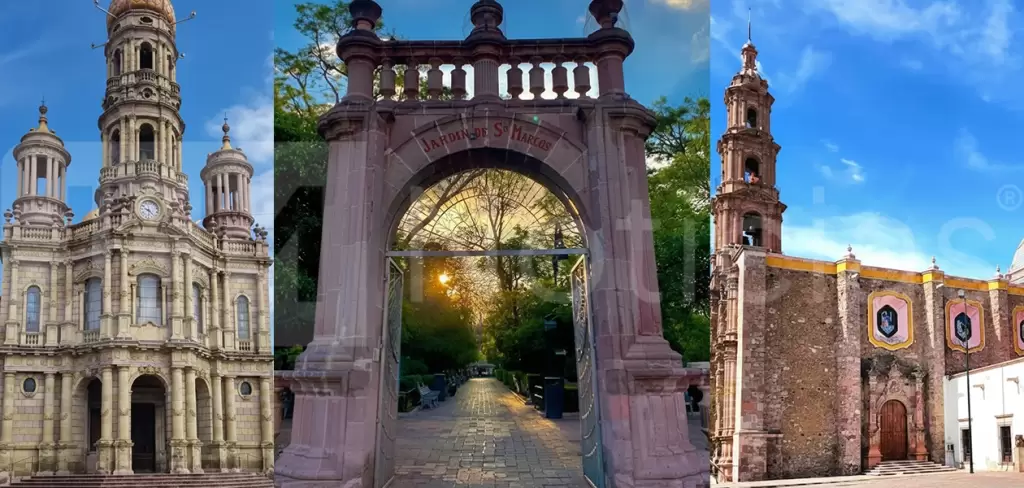 Centro histórico: Templo de San Antonio, Jardín de San Marcos y Templo del señor del Encino