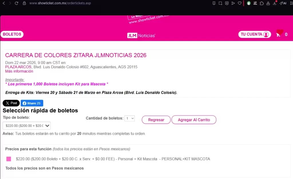 Selecciona tus boletos