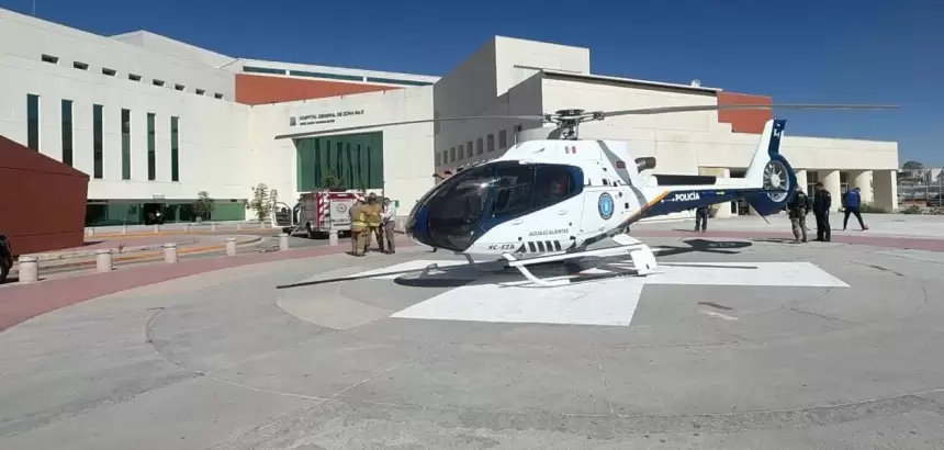 SSPE realiza traslado aeromédico en helicóptero Fuerza 1 a paciente con quemaduras al Centro Médico Nacional de Occidente.