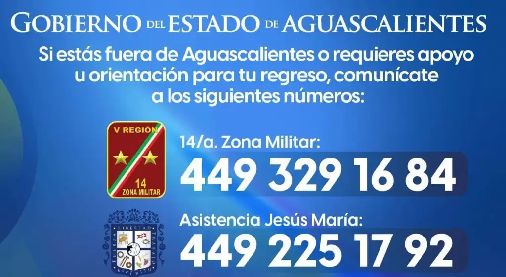 Gobierno de Aguascalientes activa números de apoyo y la app Emergencia Carretera para ciudadanos fuera del estado