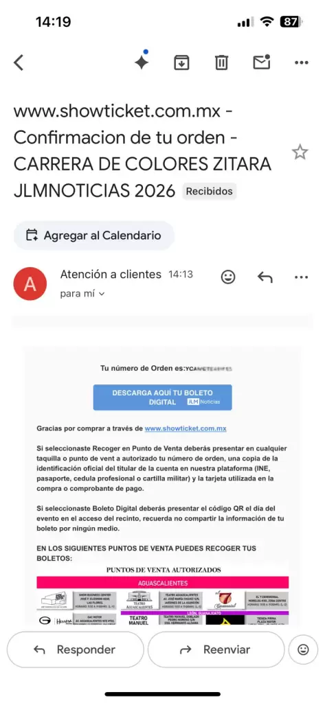 Los boletos llegan al correo