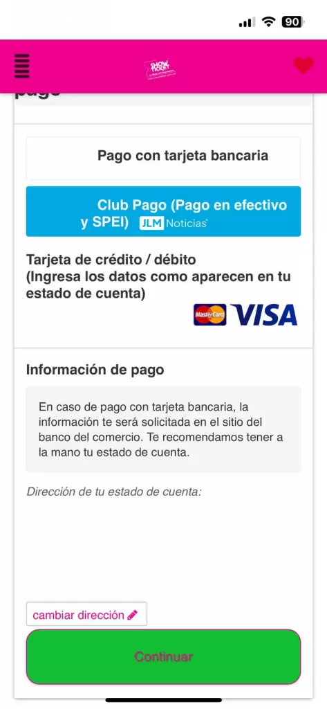 Selecciona el método de pago