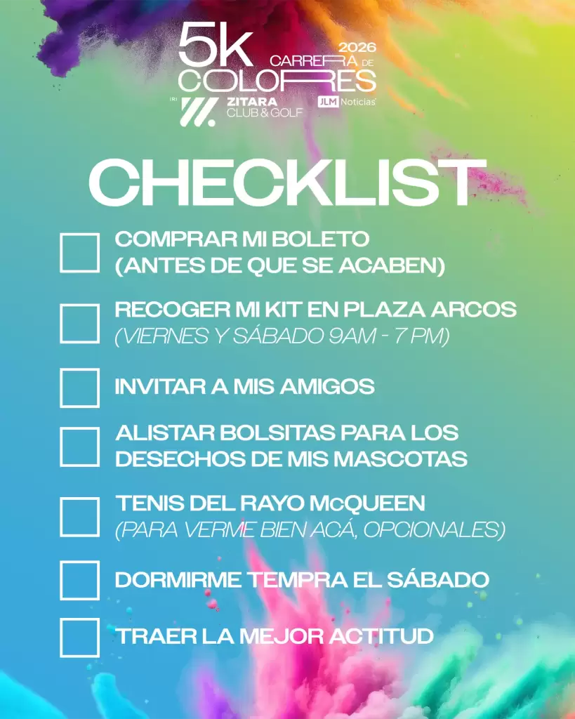 Checklist para la Carrera de Colores