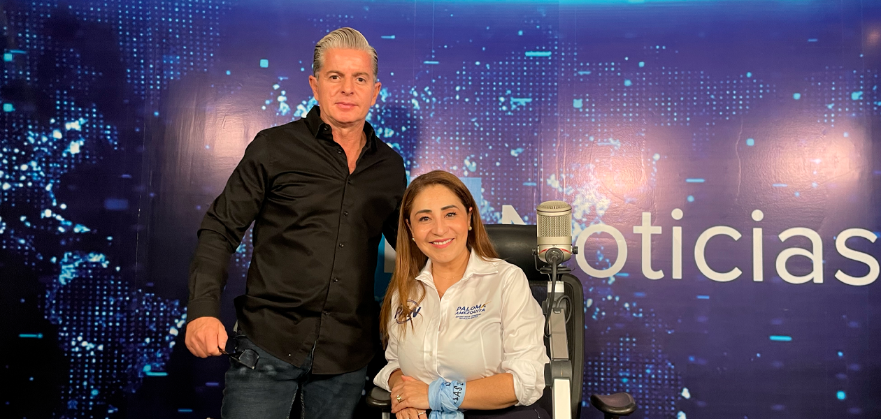 Paloma Amézquita, en el estudio de JLMNoticias. Amézquita se destapa: “Aspiro a gobernar Aguascalientes con congruencia”, dijo en entrevista a José Luis Morales. Foto: JLMNoticias / Especial.