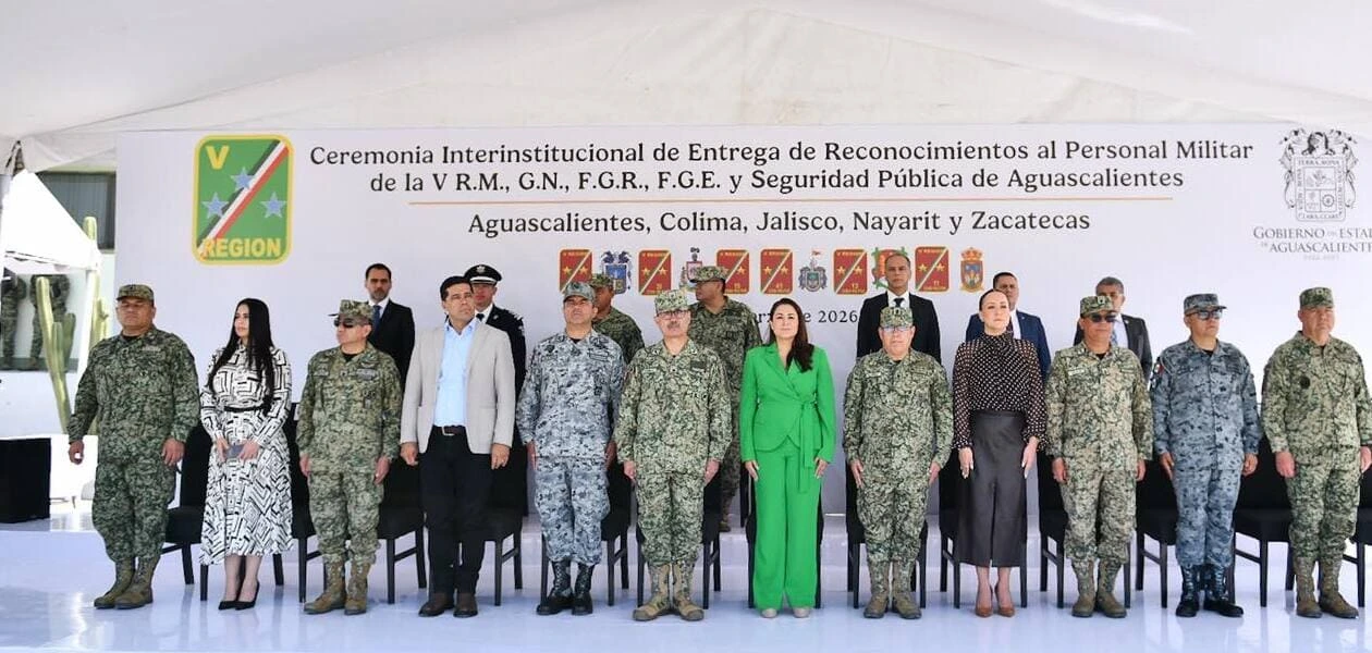Tere Jiménez encabezó encuentro con la V Región Militar y reconoció labor del Ejército y la Guardia Nacional en Aguascalientes.
