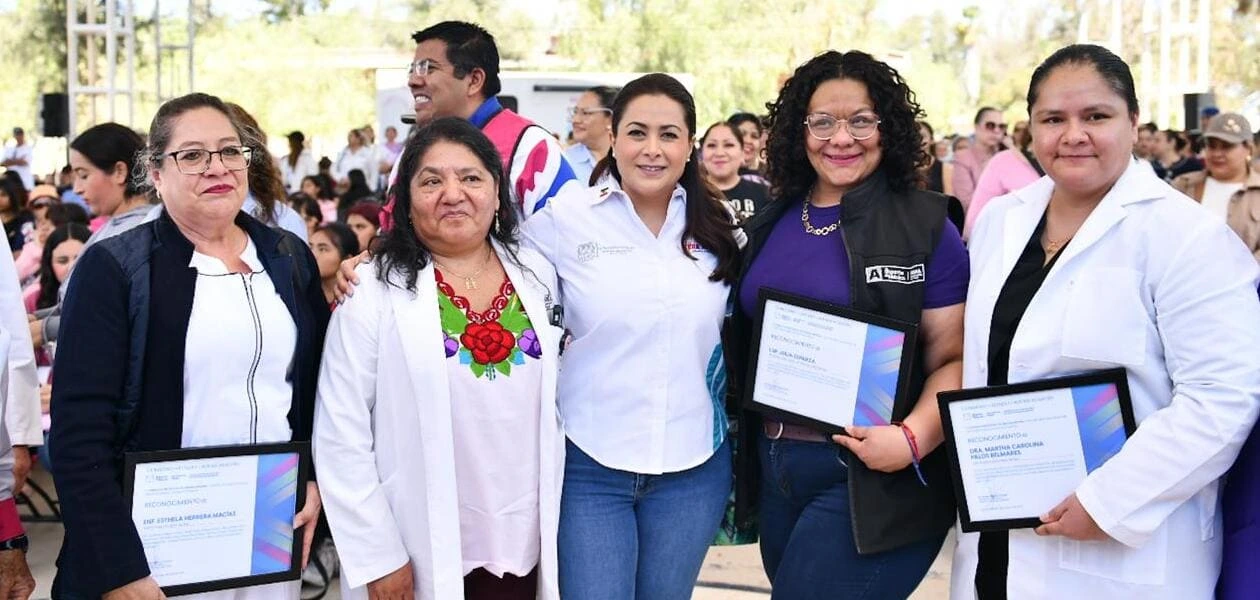 Tere Jiménez encabezó la Feria de Salud para la Mujer en Aguascalientes con servicios médicos gratuitos por el 8 de marzo.
