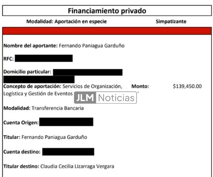 Donativo de  Fernando Paniagua Garduño a la precampaña presidencial de Adán Augusto