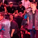 Jorge Medina y Josi Cuen, en el segundo concierto de "Juntos" en el Palenque de San Marcos 2026. Los exvocalistas de La Arrolladora Banda El Limón cumplieron, en 'Juntos', con el estreno mundial de su colaboración con Jorge Celedón. Foto: JLMNoticias / Adán De la cruz.