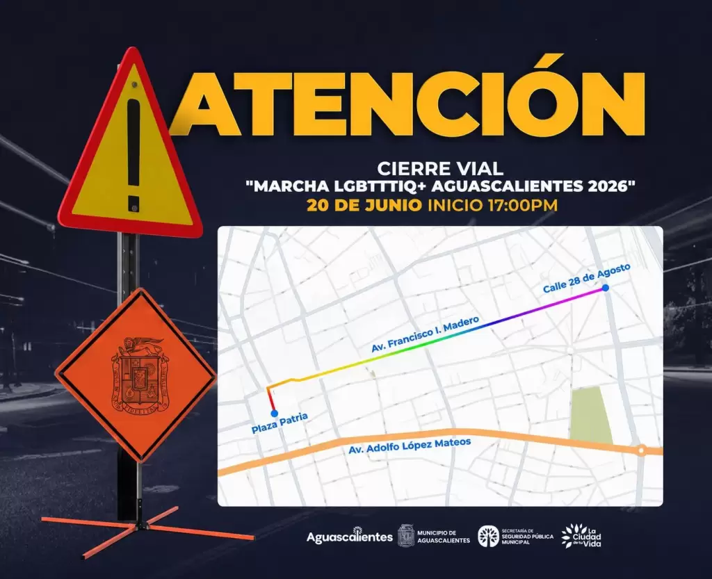 Aguascalientes 2026 cierres viales por marcha LGBTIQ+ 2