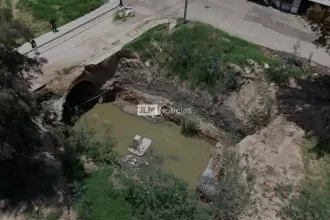 Uno de los más recordados socavones en la historia reciente de Aguascalientes: El de Ojo de Agua. Así luce este 27 de junio. Foto: JLMNoticias / Diego Cárdenas.