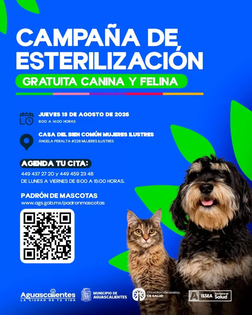 Aguascalientes anuncia jornada de esterilización para mascotas 2