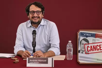 Andy López Beltrán durante una conferencia de prensa. Al hijo de López Obrador le retiraron la visa. Foto: JLMNoticias / Especial.