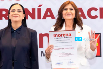 Nora Ruvalcaba, coordinadora de Defensa de la Transformación en Aguascalientes. Con ello, virtualmente es la candidata de la 4T a la gubernatura de Aguascalientes. Foto: JLMNoticias / Especial.